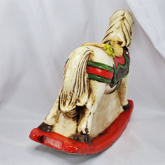 Vintage Enesco Decorative Rocking Horse Coin Bank Piggy Bank Christmas - Picture 4 of 13